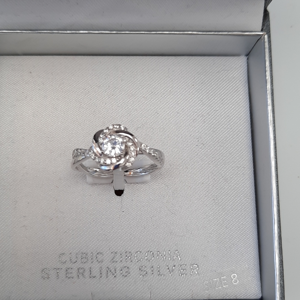 Sterling silver cubic zirconia size 8